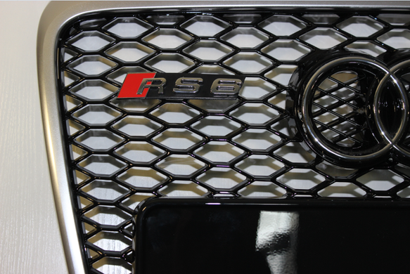 Решетка радиатора Ауди A6 C6 стиль RS6, черная + хром рамка (04-11 г.в.) тюнинг фото