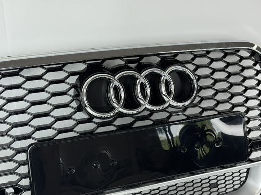 Решетка радиатора Ауди A6 C7 стиль RS6, черная + хром рамка (11-14 г.в.) тюнинг фото
