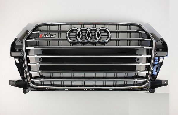 Решітка радіатора Audi Q3 SQ3 чорна з хром рамкою (15-18 р.в.) тюнінг фото
