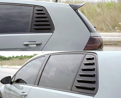 Накладки (зябра) на вікна задніх дверей VW Golf MK7 / MK7.5 чорні (12-18 р.в.) тюнінг фото