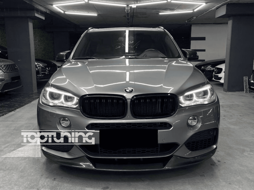 Накладка переднього бампера BMW X5 F15 М-пакет (чорний глянсовий ABS-пластик) тюнінг фото