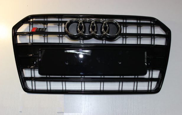 Решітка радіатора Ауді A6 C7 стиль S6, чорна глянець (14-18 р.в.) тюнінг фото
