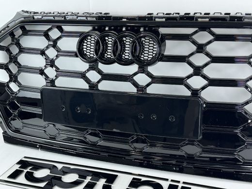 Решетка радиатора Ауди Q5 80A стиль SQ, черная (2020-2023) тюнинг фото